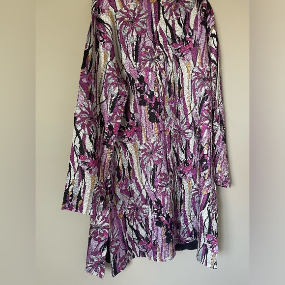 Soft crinkle like stretchy Textured material funky Floral long cardigan size XL - Picture 6 of 10
